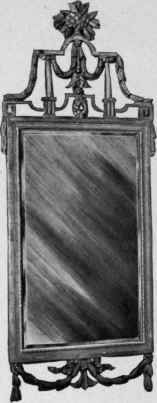 Looking Glass with carved and gilded frame, about 1780.