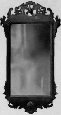 Looking Glass with mahogany and gilt frame, 1780 90.