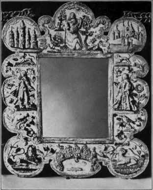 Looking Glass with stump embroidery frame, about 1640.
