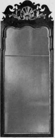 Looking Glass with walnut and gilt frame, first quarter eighteenth century.