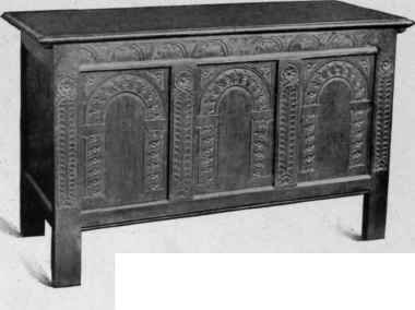 Oak Chest, about 1650.
