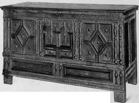 Oak. Chest with two small drawers, 1675 1700.