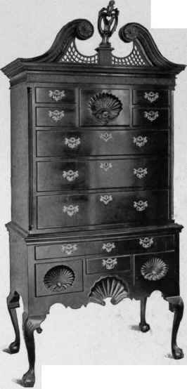 Scroll Top High Chest of Drawers, 1760 75.