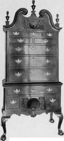 Scroll Top High Chest of Drawers, 1760 75.