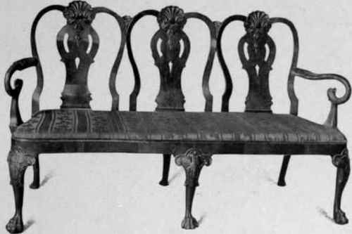 Settee with three chair backs, Dutch style, 1725 50.