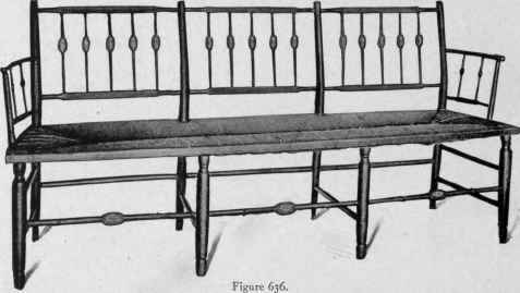 Settee with three chair backs, Sheraton style, 1800 20.