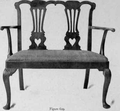 Settee with two chair backs, Chippendale style, third quarter eighteenth century.