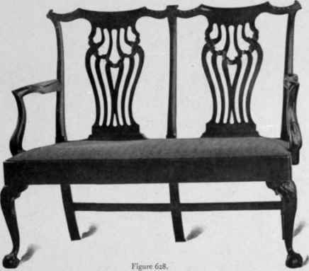 Settee with two chair backs, Chippendale style, third quarter eighteenth century.