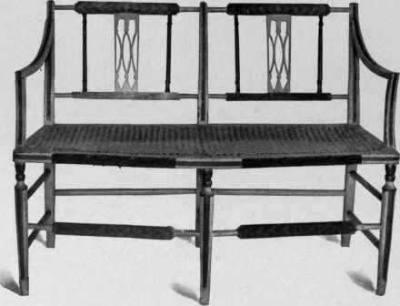Settee with two chair backs, Sheraton style, about 1800.