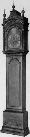Tall Clock, japanned case, about 1770.