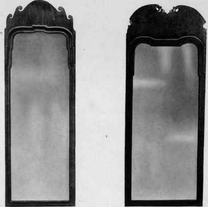 Two Looking Glasses with walnut frames, first quarter eighteenth century.