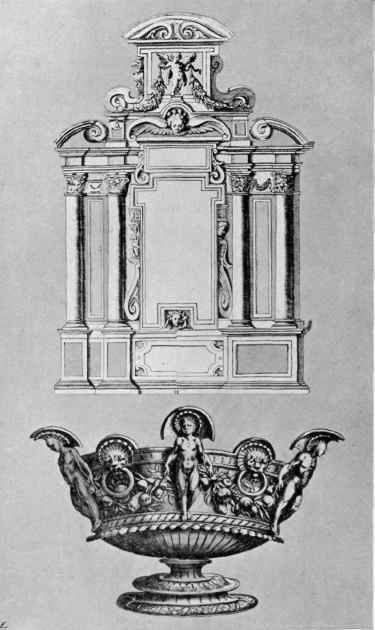 Cabinet, or Armoire, by De Fries; Design for Goldsmith's Work, by Jerome Cock.