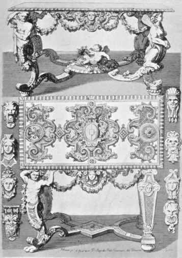 PLATE LII.   Tables and Mascarons, by Marot.