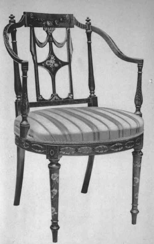 Arm Chair, Satinwood, Painted Sheraton
