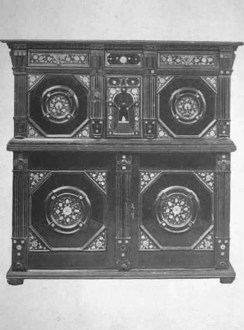 Cabinet, Oak, Inlaid With Mother Of Pearl, Etc. 17th Century