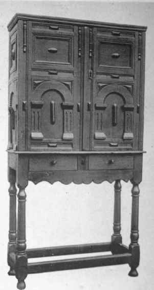 Cabinet, Oak, With Bosses Of Black Wood 17th Century
