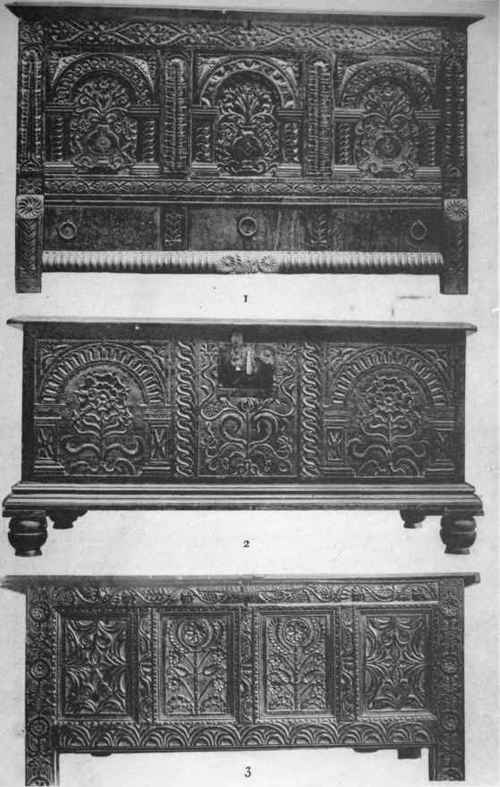 I   Oak Coffer, In The Lower Part Of The Front Are Two Doors Early 17th Century 2   Oak Coffer First Half Of 17th Century 3   Oak Coffer