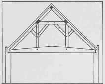10. Tie and collar beam roof with braced queen posts.