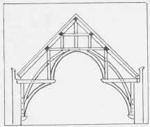 24. Compound hammer beam roof with large arch ribs (Westminster Hall).
