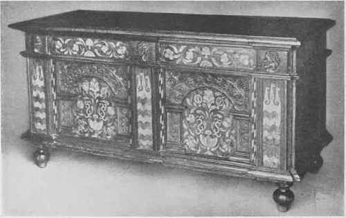 Oak And Walnut Inlaid Chest.