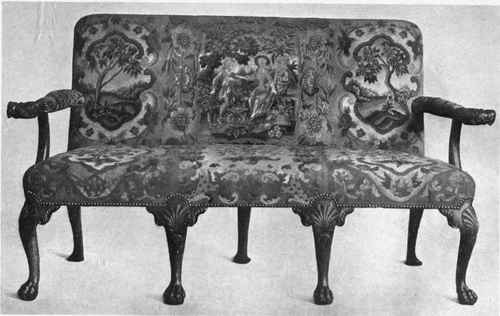 Chippendale Settee, Mahogany, Covered with Needlework
