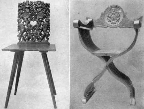 French, Carved Louvre   Swiss Sgabello Metropolitan Museum   Italian Folding Chair Cluny Museum
