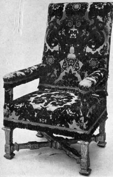 Louis XIV. Arm Chair covered with Genoa Velvet