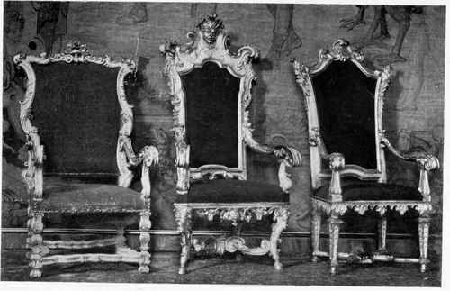 Seventeenth Century Chairs, Italian, carved and gilt   Parma Museum