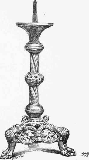 Candlestick copper gilt, of the Thirteenth Century. (Collection of Count Basilewskl.)
