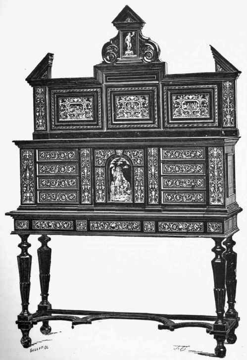 Ebony cabinet incrusted with ivory; Italian work of the end of the Sixteenth Century (Milan.)