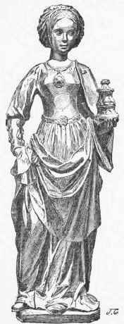 Figure curved in wood, Pandora or Mary Magdalene; costume of end of fifteenth century: French work.