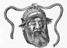 Head of Bacchus adorning  a necklace. Etruscan Jewellery of the Campana Collection. (Museum of the Louvre.)