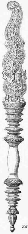 Iarge fan in two branches, carved in sandalwood; old Indian work. (M. J. Jacqnemart's Collection.)