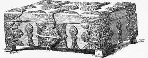 Ivory Casket, richly decorated with silver plate, chased and gilt. Arabian work of the Thirteenth Century.