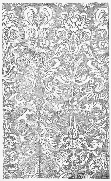 Piece of figured Silk, in yellow, gold, and green, called a la couronne; reign of Francis I. (Collection of M. H. Barbet de Jouy.)