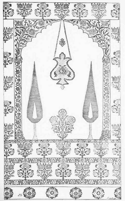 Portiere of gold and silver tissue and various silks; old Indian work. (M. J. Jacquemart's Collection.)