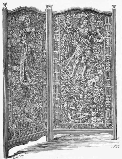 Serpen, composed of two leaves of tapestry with figures, costumes of the beginning of the Sixteenth Century. (Collection of M. Moreau.)