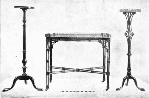 TABLE AND LAMP STANDS ATTRIBUTED TO INCE AND MAYHEW.