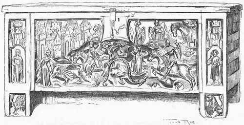KNIGHTLY COFFER OF LATE FOURTEENTH CENTURY WORK IN YORK MINSTER