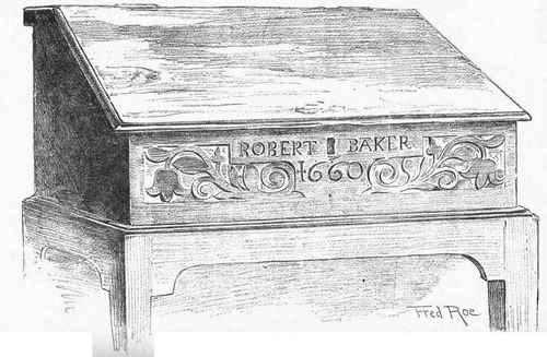 WRITING DESK CARVED WITH TULIPS AND THE DATE l660 The stand is of later date