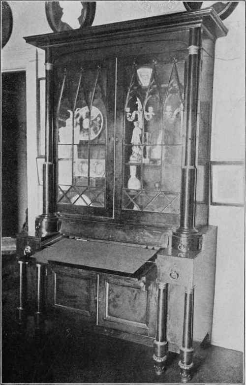 COMBINED BOOK CASE AND DESK.