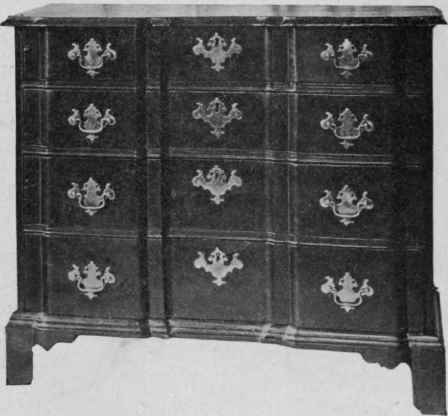 Block front Bureau, about 1770.