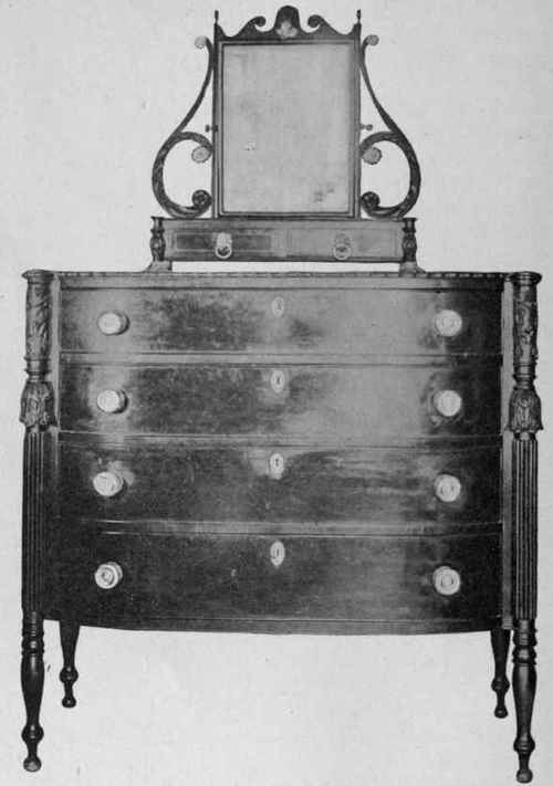 Bureau and Dressing glass, about 1810.