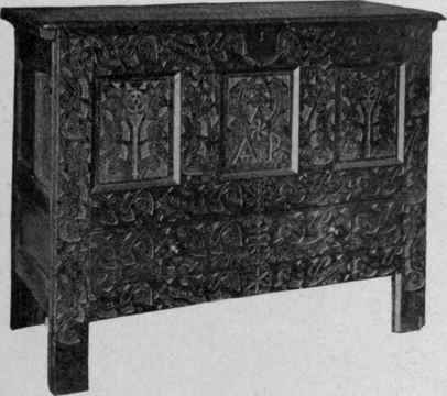 Carved Chest with One Drawer, about 1700.