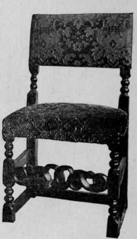 Chair originally covered with Turkey work, about 1680.