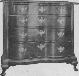 Serpentine front Bureau, about 1770.