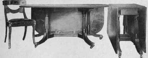 Sheraton Dining table and Chair, about 1810.