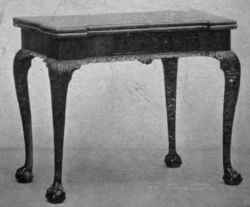 Card Table, Projecting Corners, Splayed Gadroon Carving in Underframing.