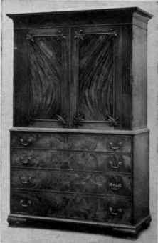 Clothes Press, Veneered Door Panels, Chinese Bracket Feet.