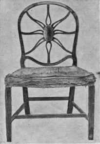 Hoop Back, Wheel Instead of Bars or Splat, Drop Seat, Grooved Legs, Stretchers.